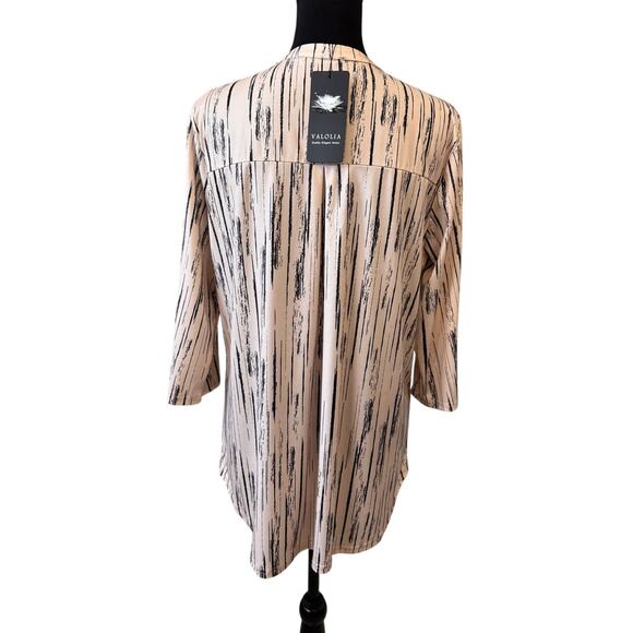 New VALOLIA Women's Beige Stripe 3/4 Sleeve V Neck Casual Tunic Top Size XL - Picture 5 of 7